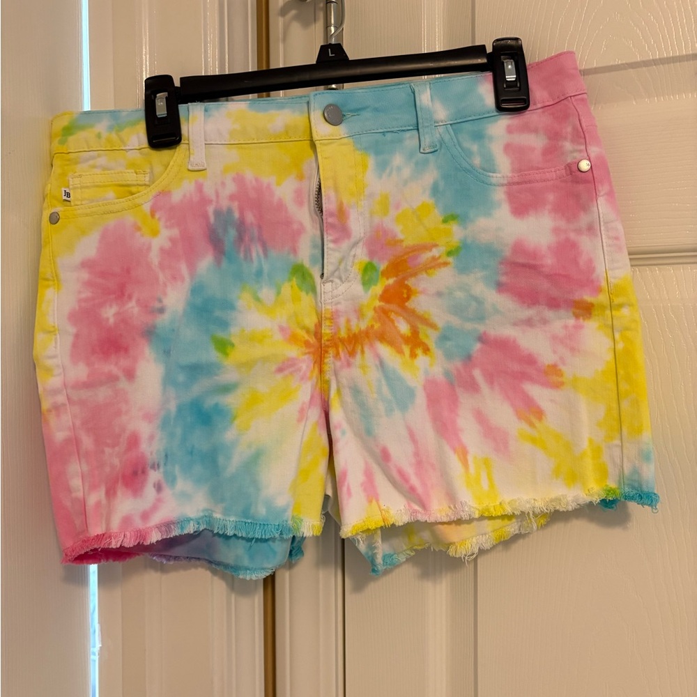 Judy Blue Tie-Dye Jean Shorts - Pink, Blue, Yellow
